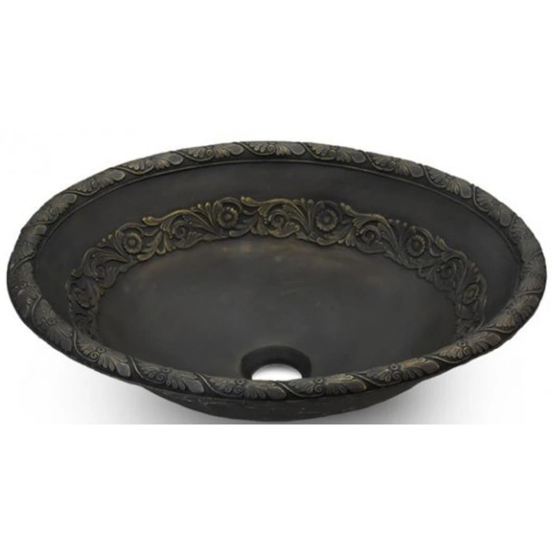 Chậu Rửa Lavabo Đặt Bàn Đồng Thau Họa Tiết Cổ Kanly DL6111 (BS045)