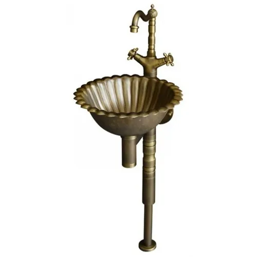 Bộ Chậu Lavabo Treo Tường Bằng Đồng Cổ Điển Kanly DL2911B (GCL09B) 