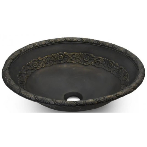 Chậu Rửa Lavabo Đặt Bàn Đồng Thau Họa Tiết Cổ Kanly DL6111 (BS045)