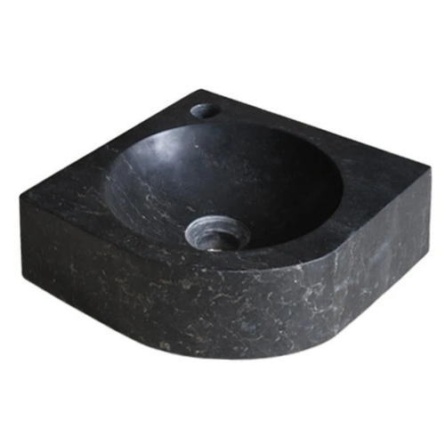 Chậu Rửa Mặt Lavabo Góc Treo Tường Đá Marble Đen Kanly MAR5M01