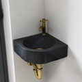 Chậu Rửa Mặt Lavabo Góc Treo Tường Đá Marble Đen Kanly MAR5M01