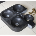 Chậu Rửa Mặt Lavabo Góc Treo Tường Đá Marble Đen Kanly MAR5M01