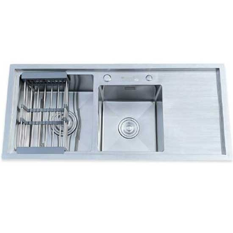 Chậu rửa bát inox 2 hố lệch có bàn chờ phải Kagol K10045 BT 304