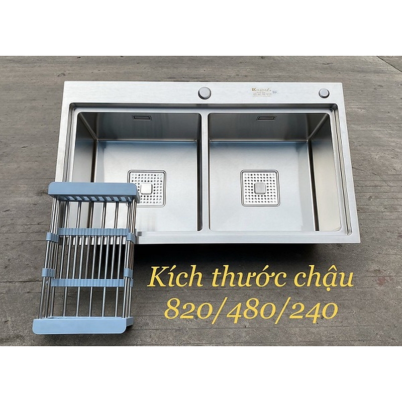 Chậu rửa bát inox 304 2 hố cân Kagol K8248 BT cân 304