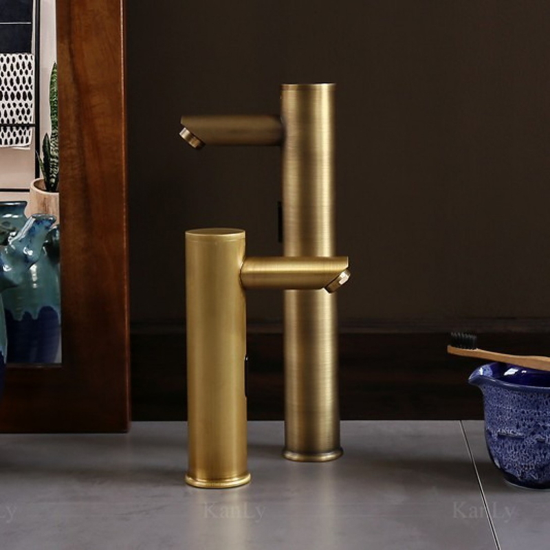 Vòi lavabo cảm ứng nóng lạnh bằng đồng cổ điển Kanly GCVC1