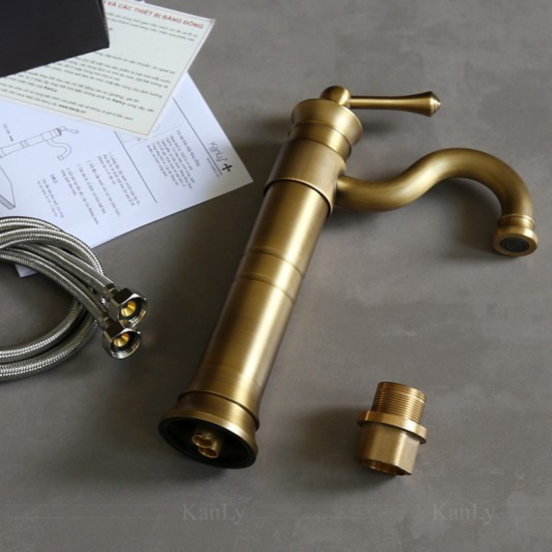 Vòi lavabo nóng lạnh bằng đồng cổ điển Kanly GCA16
