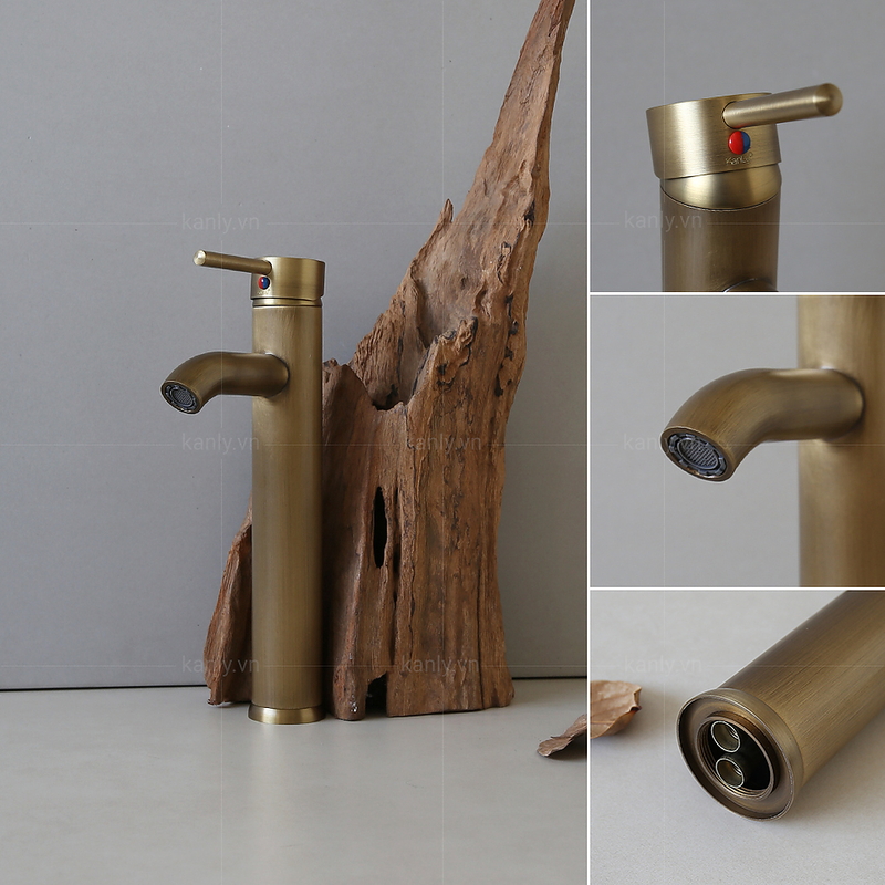 Vòi lavabo nóng lạnh bằng đồng cổ điển Kanly GCA20