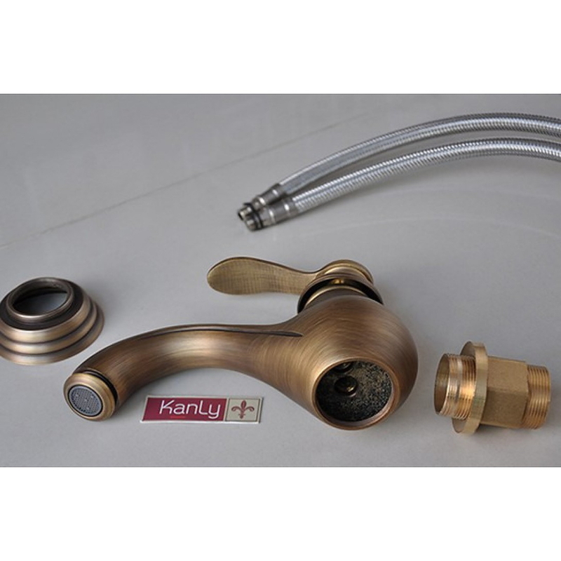 Vòi lavabo nóng lạnh bằng đồng cổ điển Kanly GCV01