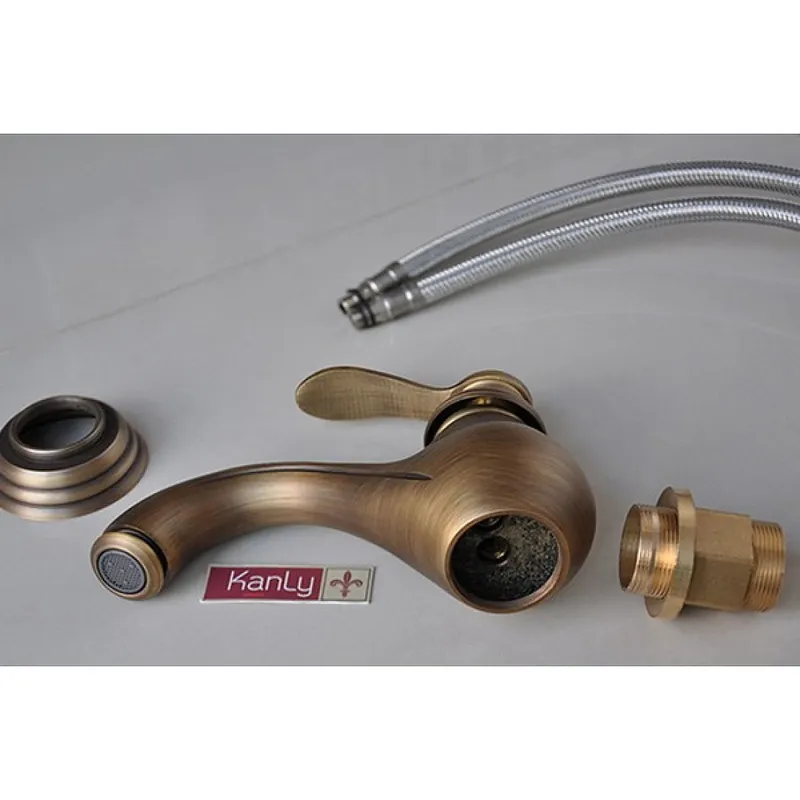Vòi lavabo nóng lạnh bằng đồng cổ điển Kanly GCV01