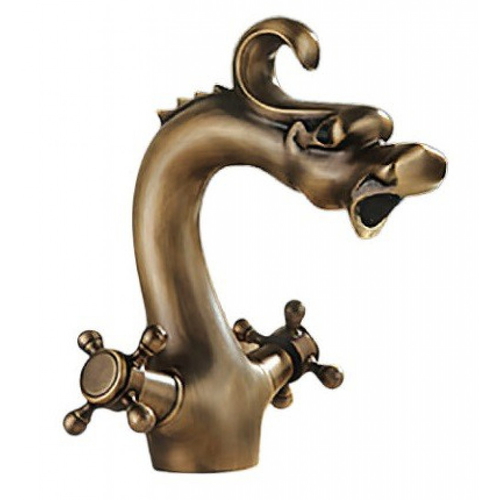 Vòi lavabo nóng lạnh bằng đồng hình đầu rồng Kanly GCV10