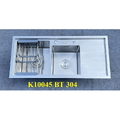 Chậu rửa bát inox 2 hố lệch có bàn chờ phải Kagol K10045 BT 304