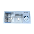 Chậu rửa bát inox 2 hố lệch có bàn chờ phải Kagol K10048 BT 304