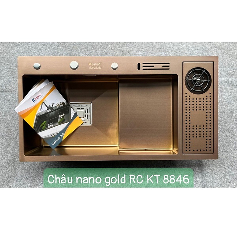 Chậu rửa bát inox 1 hố kèm rửa cốc Kagol K8846 RCV