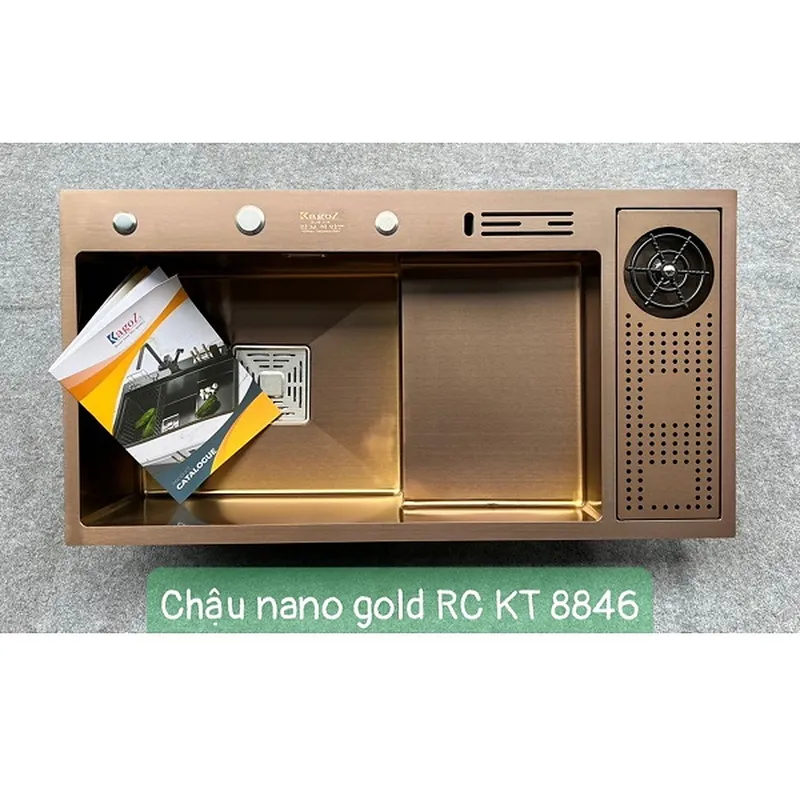 Chậu rửa bát inox 1 hố kèm rửa cốc Kagol K8846 RCV