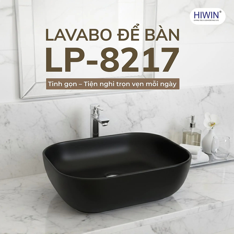 Chậu rửa mặt dương bàn lavabo đặt bàn cao cấp HIWIN LP-8217