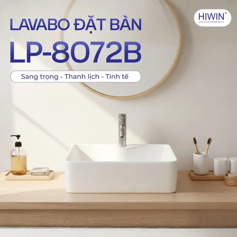 Chậu rửa mặt dương bàn lavabo đặt bàn cao cấp HIWIN LP-8072B