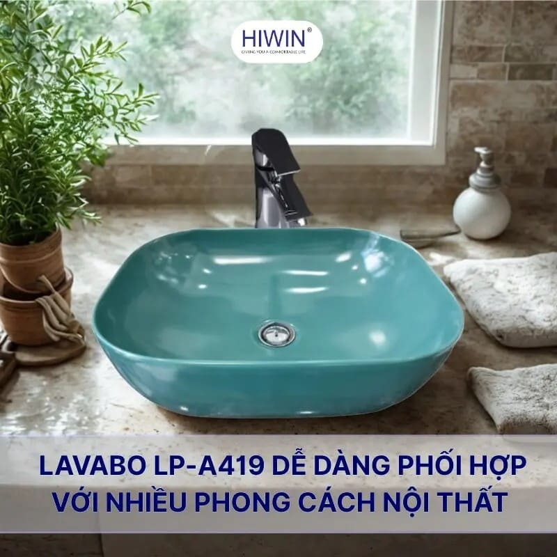Chậu rửa mặt dương bàn lavabo đặt bàn cao cấp HIWIN LP-A419