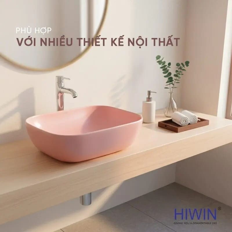 Chậu rửa mặt dương bàn lavabo đặt bàn cao cấp HIWIN LP-A462