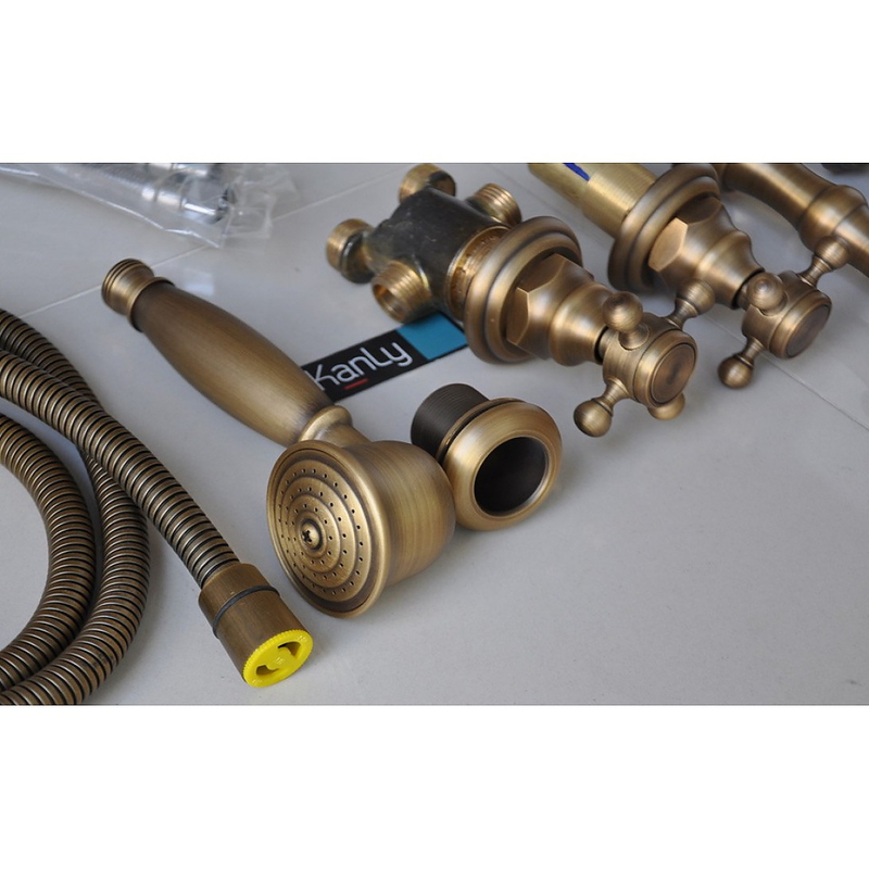Sen bồn tắm gắn bồn 5 lỗ nóng lạnh bằng đồng cổ điển Kanly GCB08
