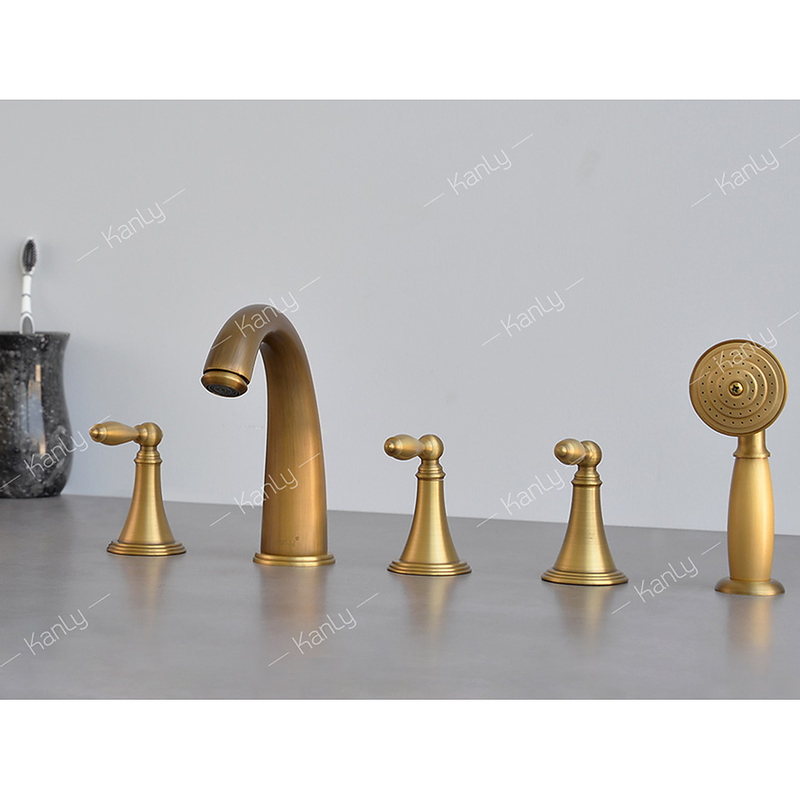 Sen bồn tắm gắn bồn 5 lỗ nóng lạnh bằng đồng cổ điển Kanly GCB22