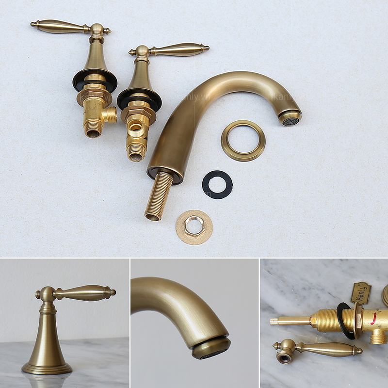 Sen bồn tắm gắn bồn 5 lỗ nóng lạnh bằng đồng cổ điển Kanly GCB22