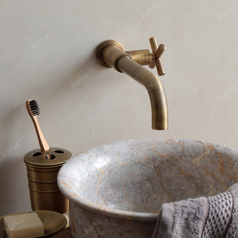 Vòi lavabo lạnh âm tường bằng đồng cổ điển Kanly GCT11