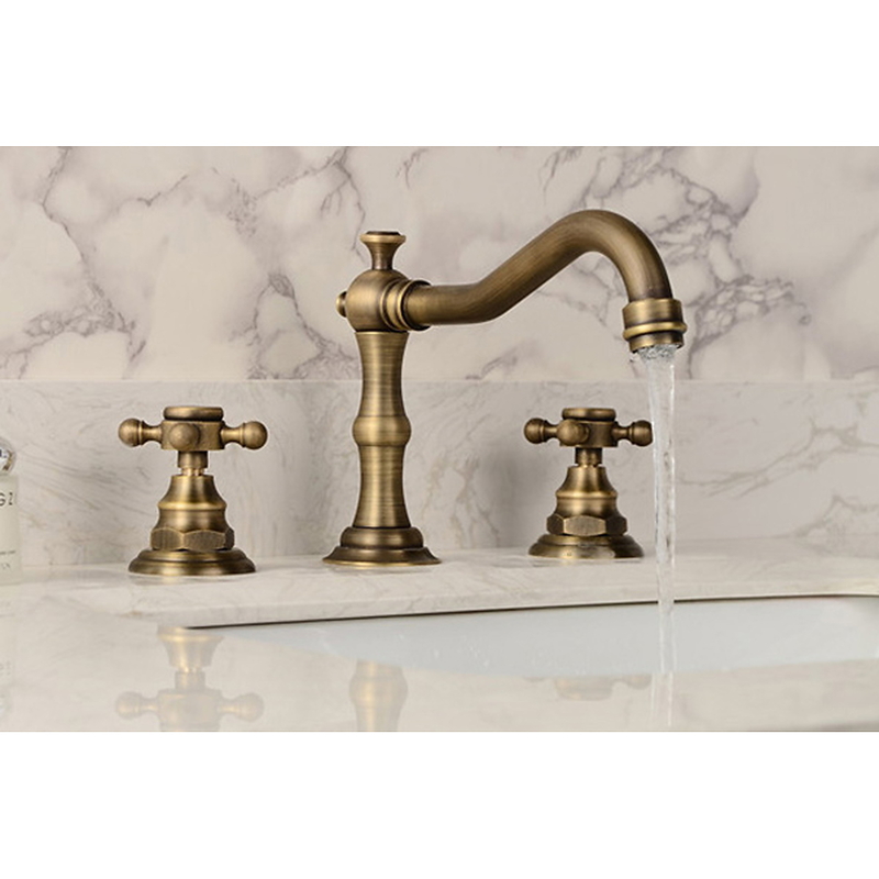 Vòi lavabo nóng lạnh 3 lỗ bằng đồng cổ điển Kanly GCB07