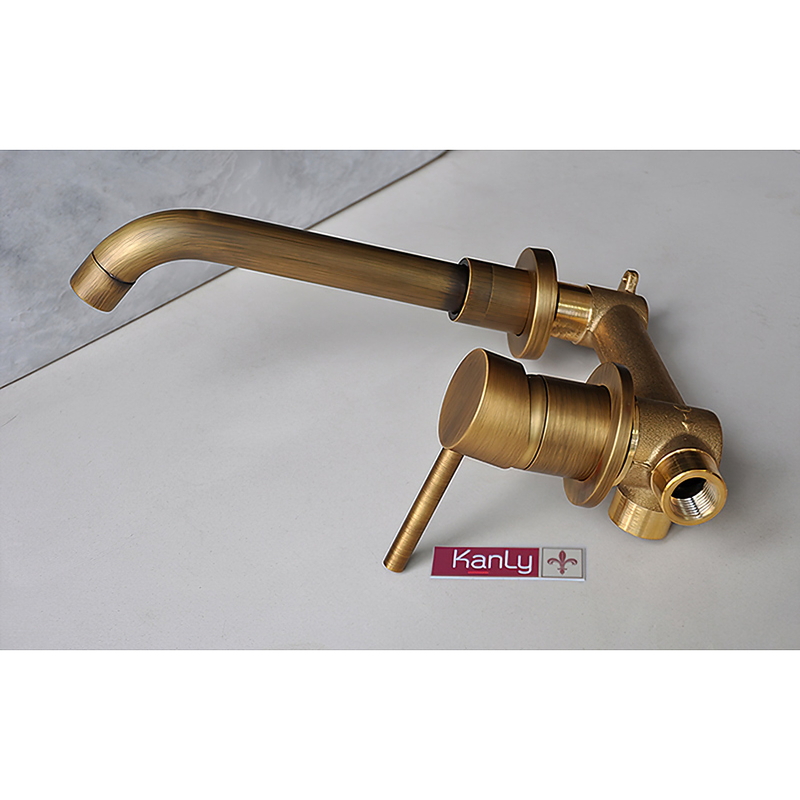 Vòi lavabo nóng lạnh âm tường bằng đồng cổ điển Kanly GCT04
