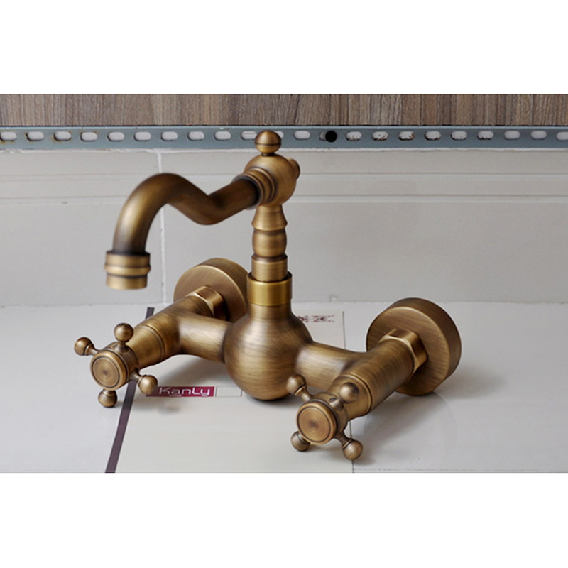 Vòi lavabo nóng lạnh âm tường bằng đồng cổ điển Kanly GCT06
