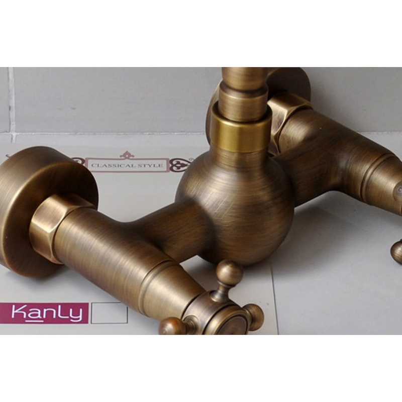 Vòi lavabo nóng lạnh âm tường bằng đồng cổ điển Kanly GCT06