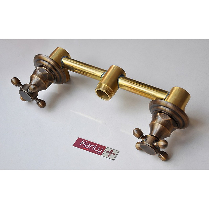 Vòi lavabo nóng lạnh âm tường bằng đồng cổ điển Kanly GCT08
