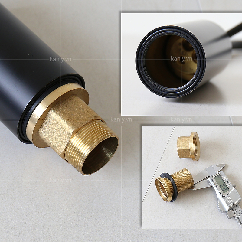 Vòi lavabo nóng lạnh màu đen thân cao Kanly GCC20B