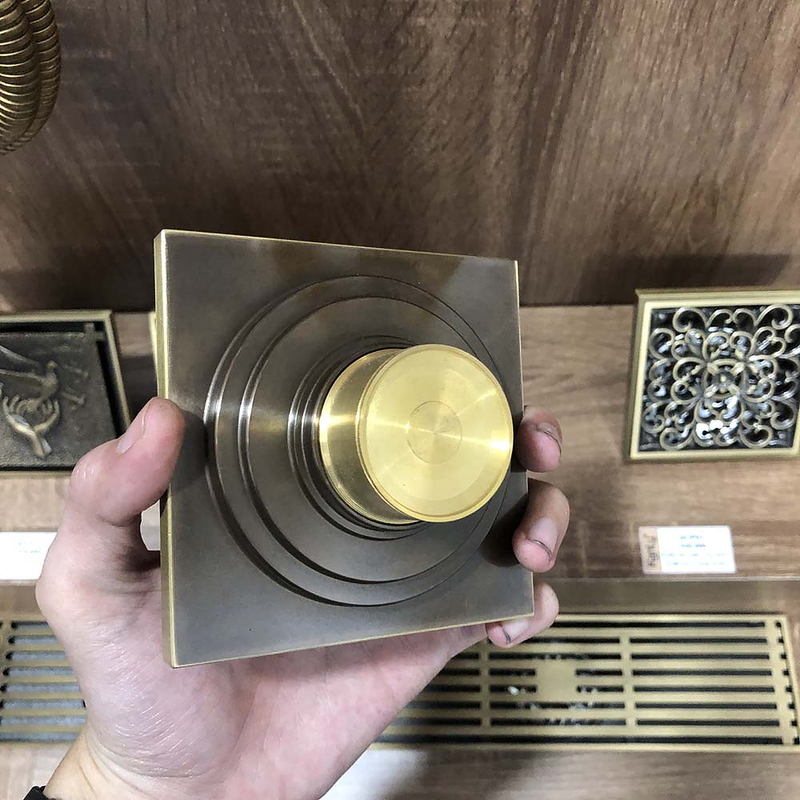 Phễu thoát sàn hoa văn bằng đồng Kanly GCP04