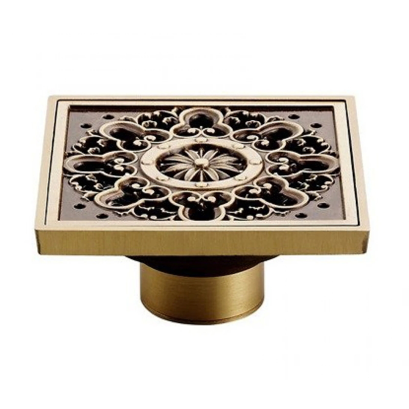 Phễu thoát sàn hoa văn bằng đồng Kanly GCP04