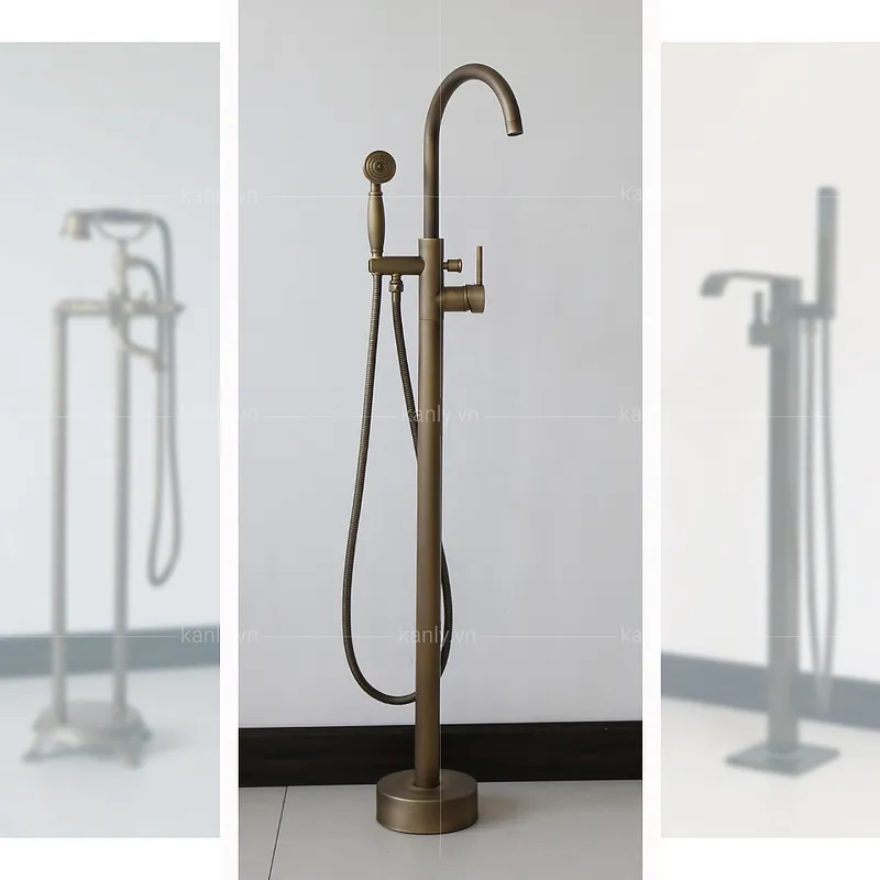 Sen bồn tắm nóng lạnh đặt sàn bằng đồng cổ điển Kanly GCS06