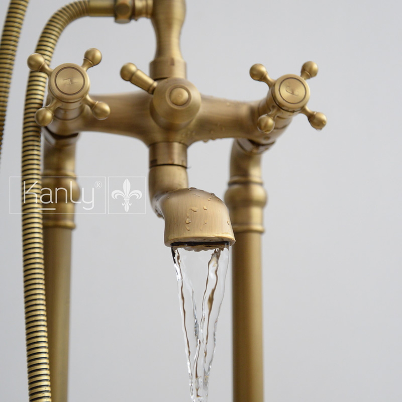 Sen bồn tắm nóng lạnh đặt sàn bằng đồng cổ điển Kanly GCS09