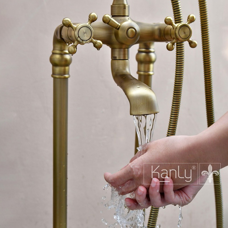 Sen bồn tắm nóng lạnh đặt sàn bằng đồng cổ điển Kanly GCS09