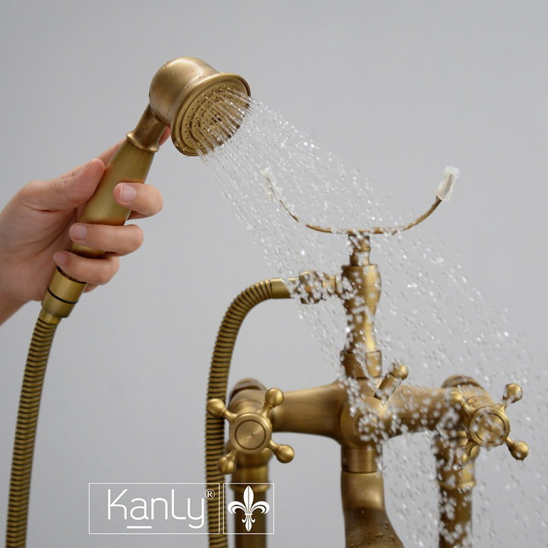 Sen bồn tắm nóng lạnh đặt sàn bằng đồng cổ điển Kanly GCS09