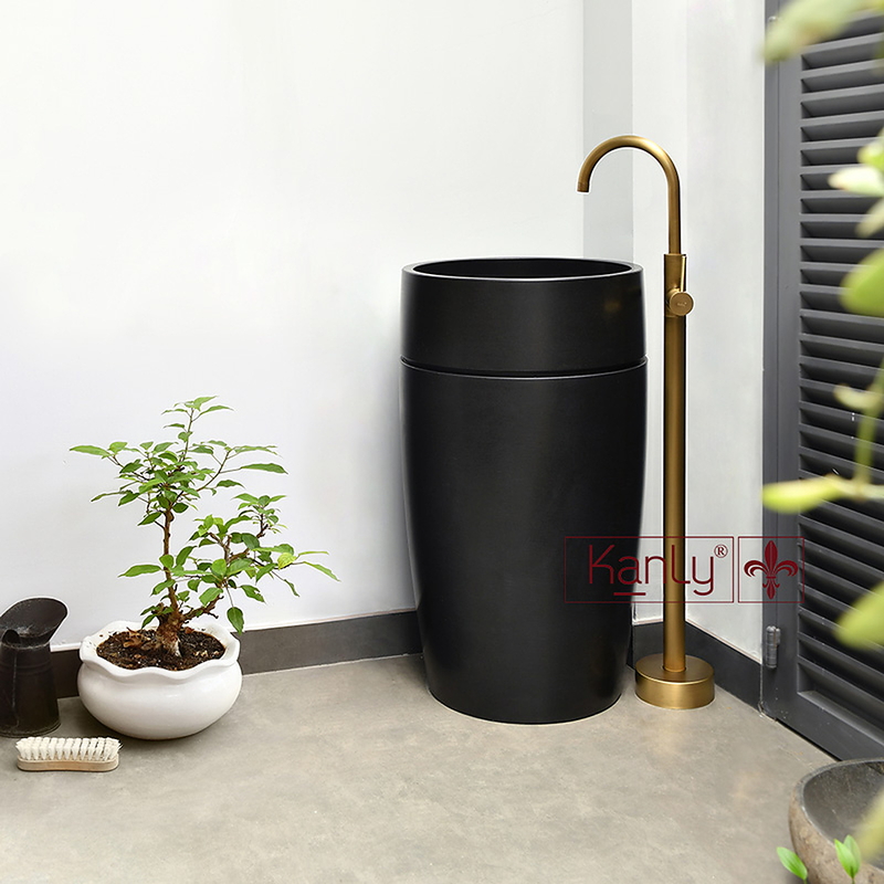 Vòi nóng lạnh đặt sàn bằng đồng cổ điển Kanly GCAH6