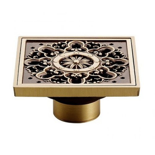 Phễu thoát sàn hoa văn bằng đồng Kanly GCP04