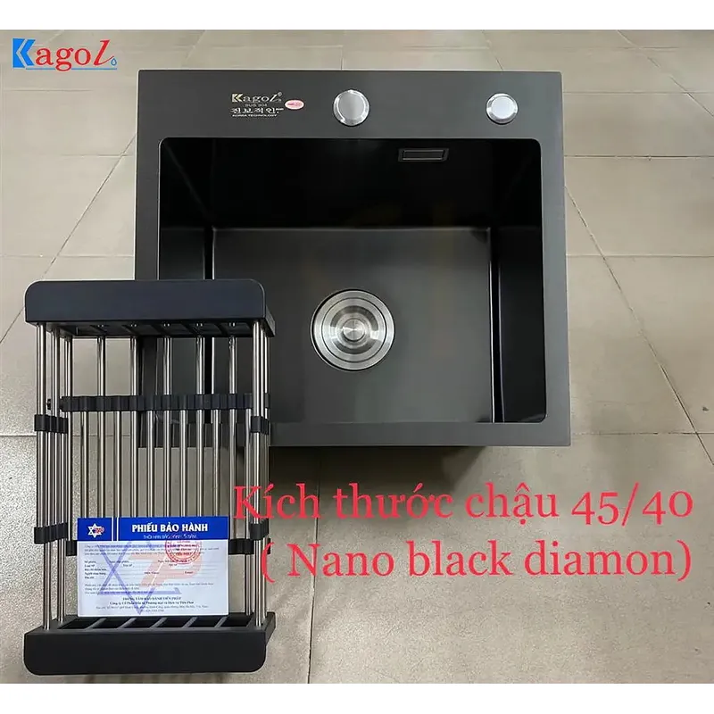 Chậu rửa bát inox phủ nano 1 hố Kagol KND4540