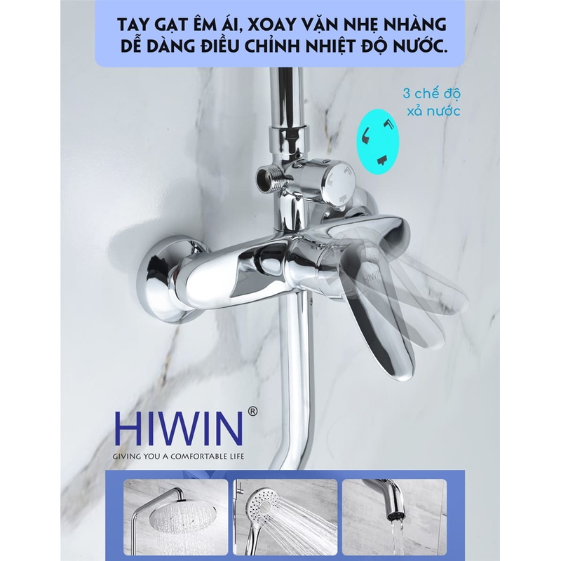 Vòi sen tắm cây đứng nóng lạnh Hiwin KF-105