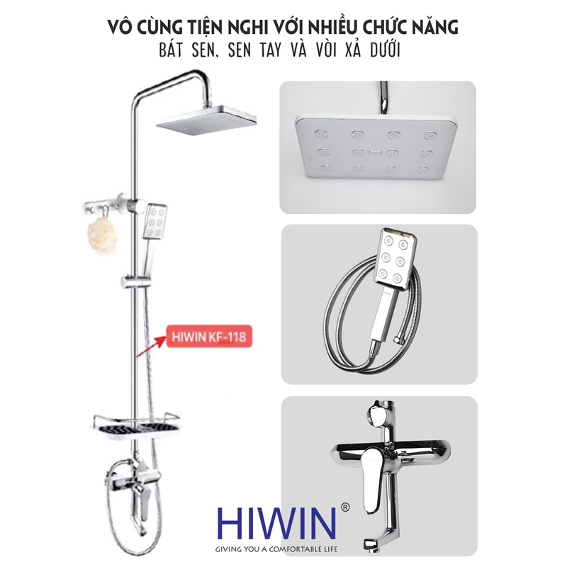Vòi sen tắm cây đứng nóng lạnh Hiwin KF-118