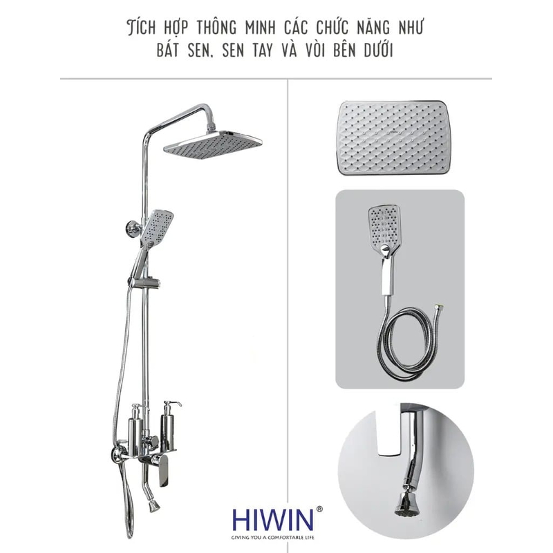 Vòi sen tắm cây đứng nóng lạnh Hiwin KF-122