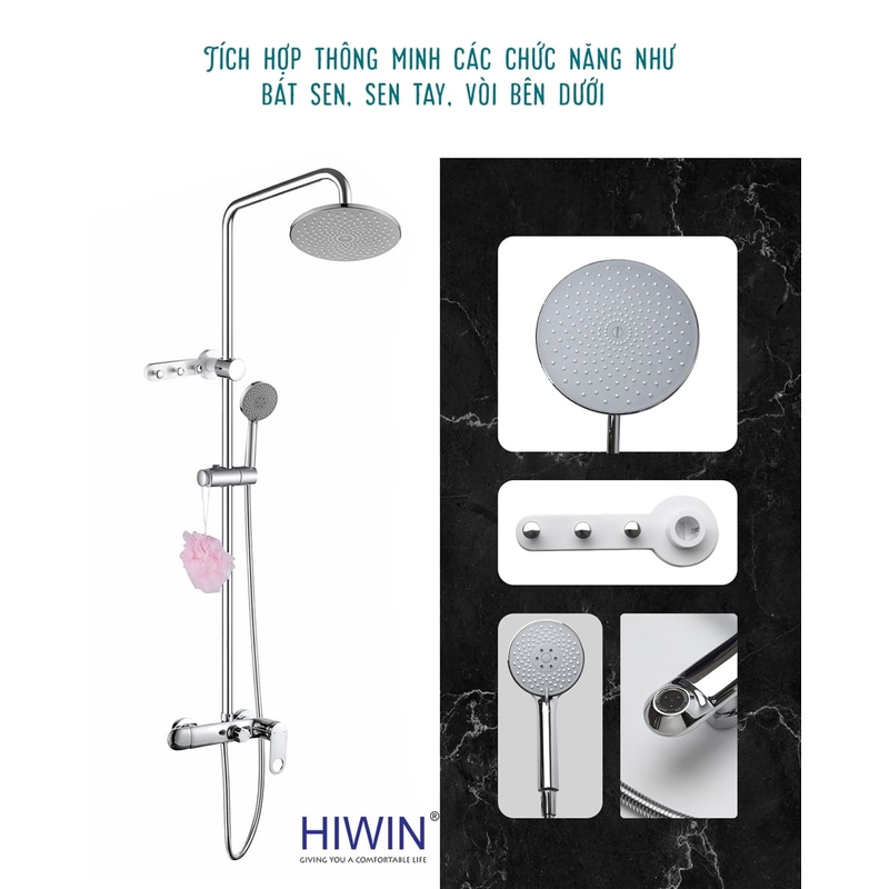Vòi sen tắm cây đứng nóng lạnh Hiwin KF-140