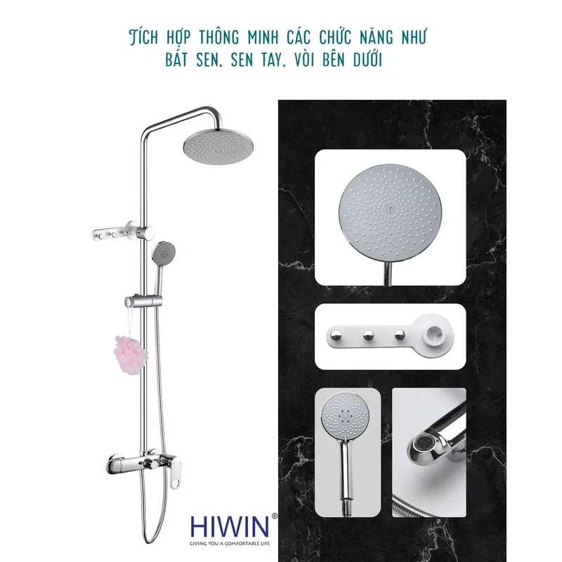 Vòi sen tắm cây đứng nóng lạnh Hiwin KF-140