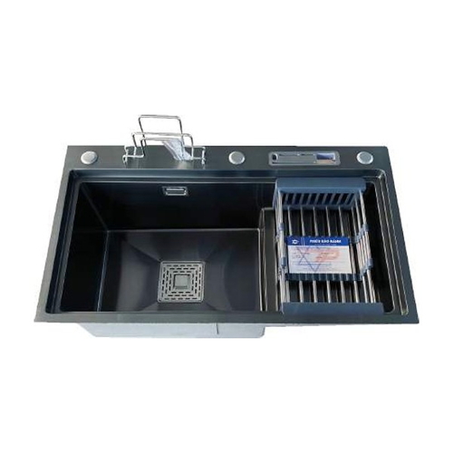 Chậu rửa bát inox phủ nano 1 hố có cài dao, cài thớt Kagol KND7846B