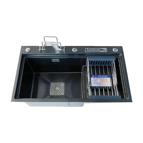 Chậu rửa bát inox phủ nano 1 hố có cài dao, cài thớt Kagol KND7846B