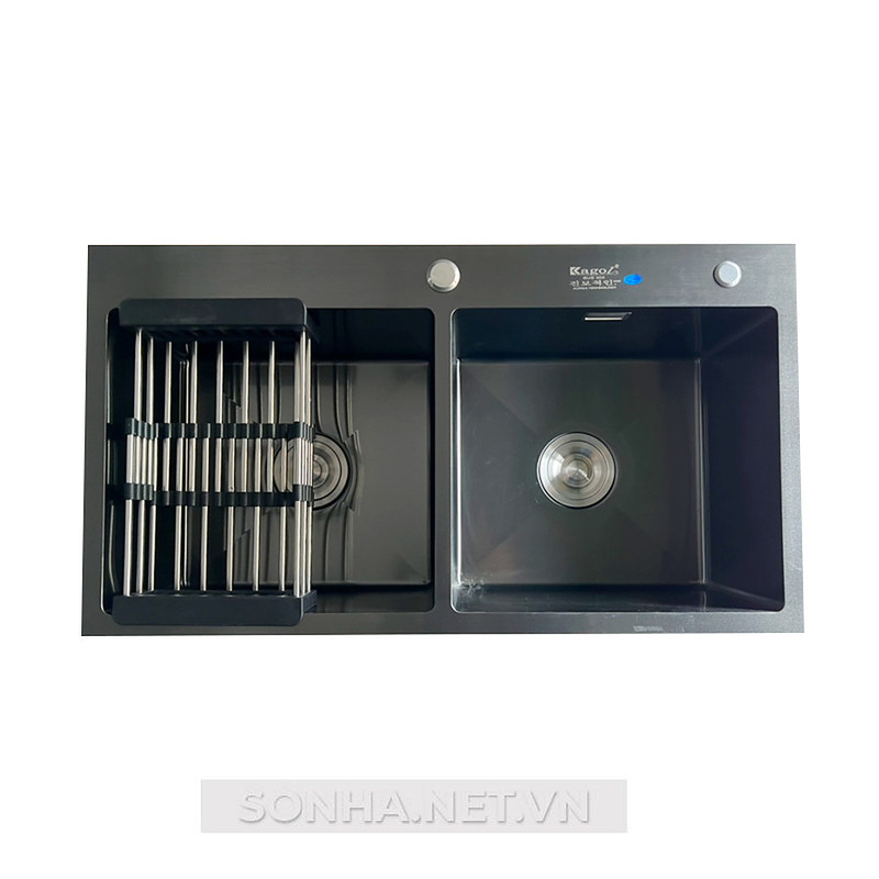 Chậu rửa bát inox 2 hố cân phủ nano Kagol KND8245 CÂN