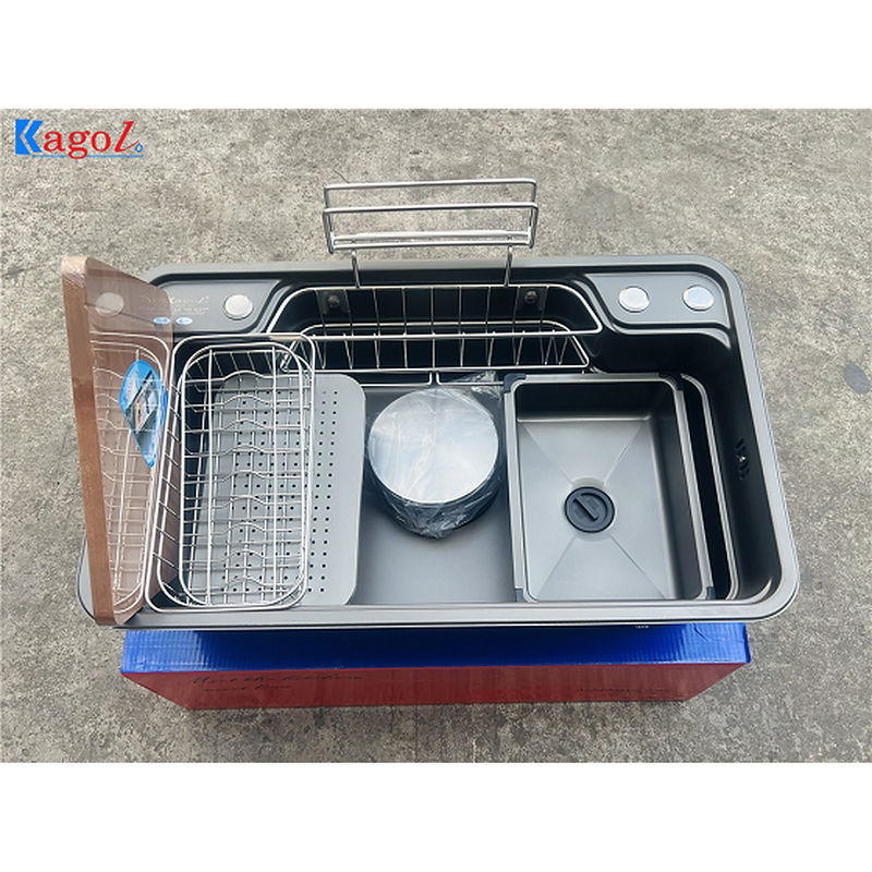 Chậu rửa bát inox phủ nano 1 hố Kagol KND7848N